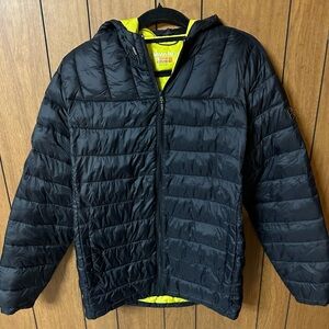 Hawke & Co Black Puffer Jacket with Yellow Lining